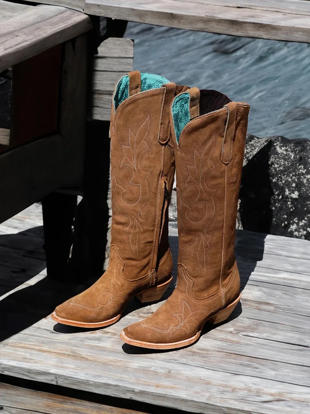 Corral Women's Tall Tan Suede Western Boots sz 8.5 NWOT